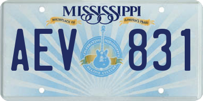 MS license plate AEV831