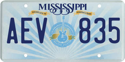 MS license plate AEV835