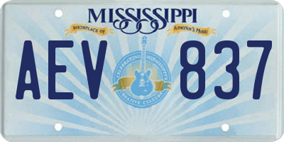 MS license plate AEV837