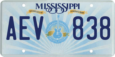 MS license plate AEV838