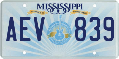 MS license plate AEV839
