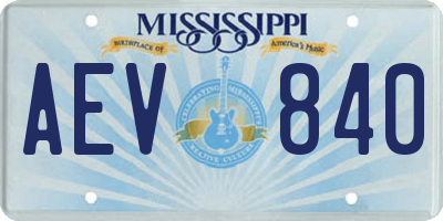 MS license plate AEV840
