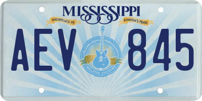 MS license plate AEV845