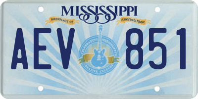 MS license plate AEV851