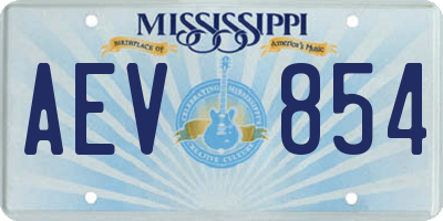 MS license plate AEV854