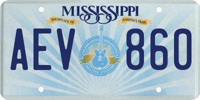 MS license plate AEV860