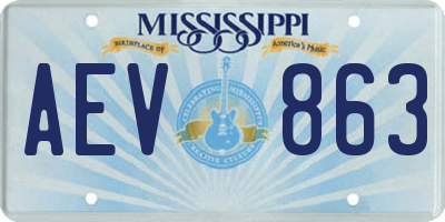 MS license plate AEV863