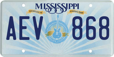 MS license plate AEV868