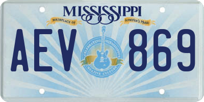 MS license plate AEV869