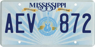 MS license plate AEV872