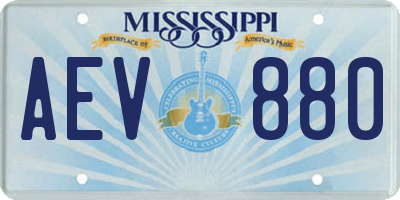 MS license plate AEV880