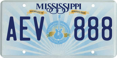 MS license plate AEV888
