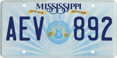 MS license plate AEV892