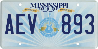 MS license plate AEV893