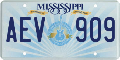 MS license plate AEV909