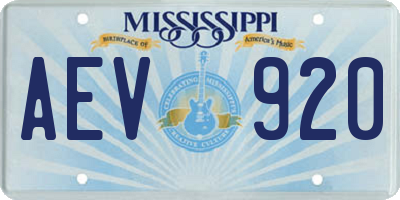 MS license plate AEV920