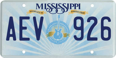 MS license plate AEV926