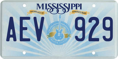 MS license plate AEV929