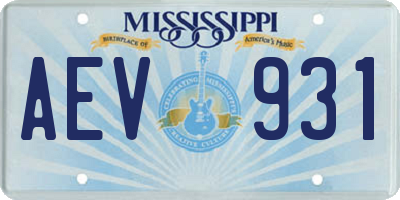 MS license plate AEV931