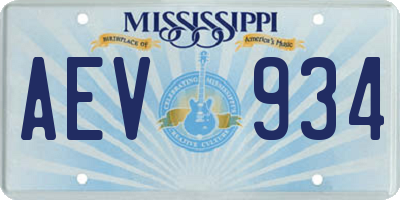 MS license plate AEV934