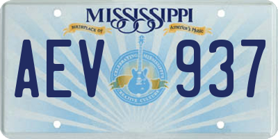 MS license plate AEV937