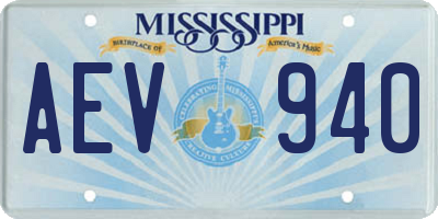 MS license plate AEV940