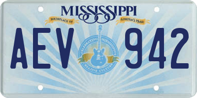 MS license plate AEV942