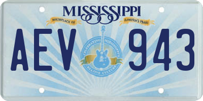 MS license plate AEV943