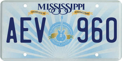 MS license plate AEV960