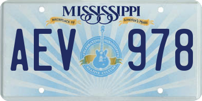 MS license plate AEV978