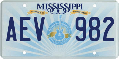 MS license plate AEV982