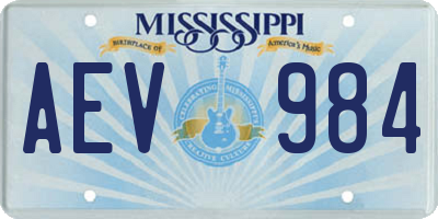 MS license plate AEV984