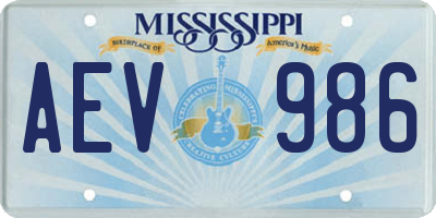 MS license plate AEV986