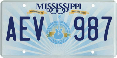 MS license plate AEV987