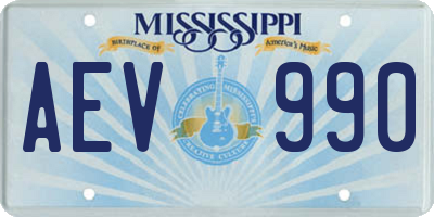 MS license plate AEV990