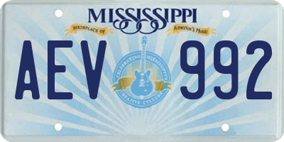 MS license plate AEV992