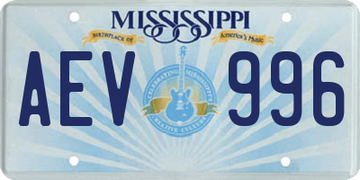 MS license plate AEV996