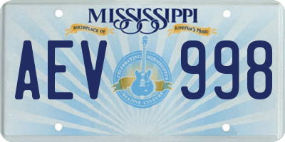 MS license plate AEV998