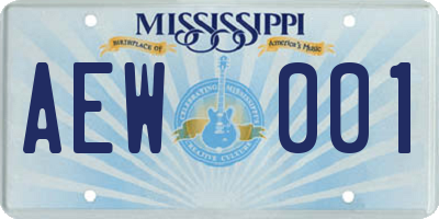 MS license plate AEW001