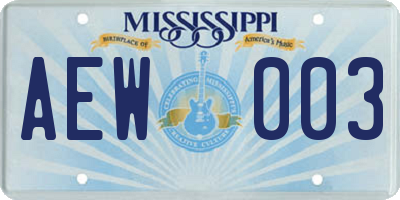 MS license plate AEW003