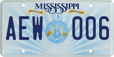 MS license plate AEW006