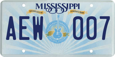 MS license plate AEW007