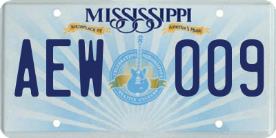 MS license plate AEW009