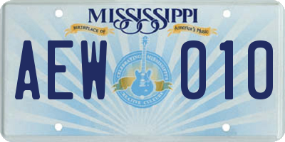 MS license plate AEW010