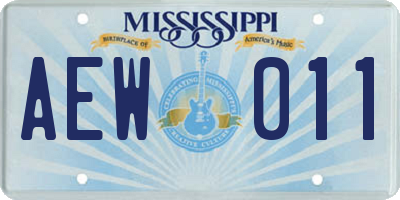 MS license plate AEW011