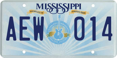 MS license plate AEW014