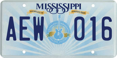 MS license plate AEW016