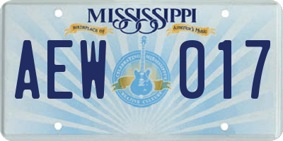 MS license plate AEW017