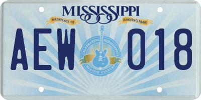 MS license plate AEW018