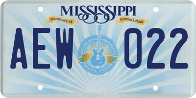 MS license plate AEW022